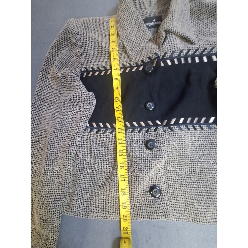 VTG Positive Attitude 2PC Beige Tweed Jacket Black Pants Pants Suit Size 12 - Picture 4 of 13